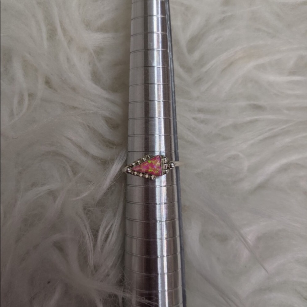 Pink Opal Triangle Shaped Ring - image 4